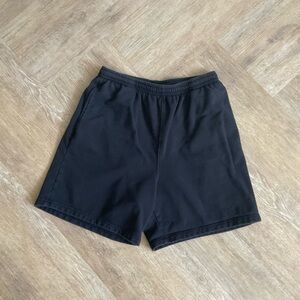 Black cotton sweatpant shorts